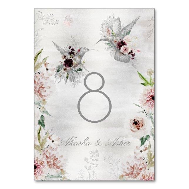 Ethereal Love Wedding Table Number Card (Back)