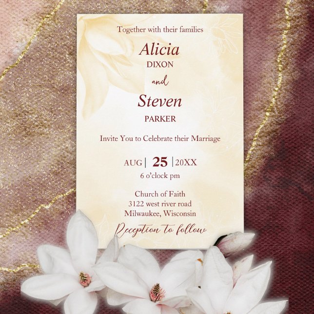Ethereal Magnolia Flower, Wedding Invitation (Creator Uploaded)