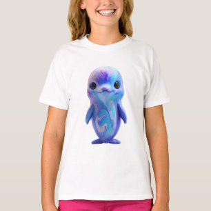 Ethereal Marbled Iridescent Baby Dolphin Kids T-Shirt