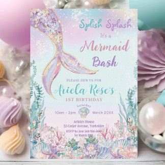 Ethereal Mermaid Bash Under the Sea Pool Birthday Invitation