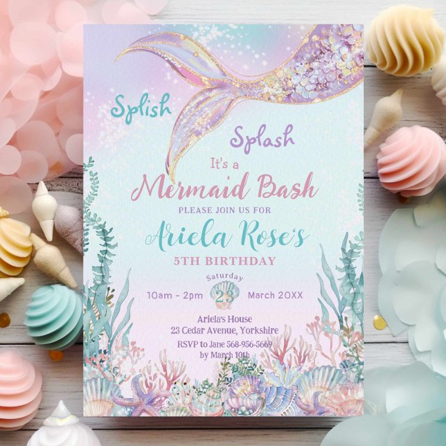 Ethereal Mermaid Bash Under the Sea Pool Birthday  Invitation (Creator Uploaded)