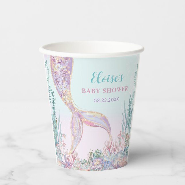 Ethereal Mermaid Under the Sea Baby Shower Paper Cups (Front)