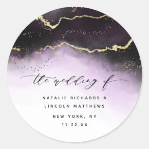 Ethereal Mist Ombre Amethyst Purple Aurora Wedding Classic Round Sticker