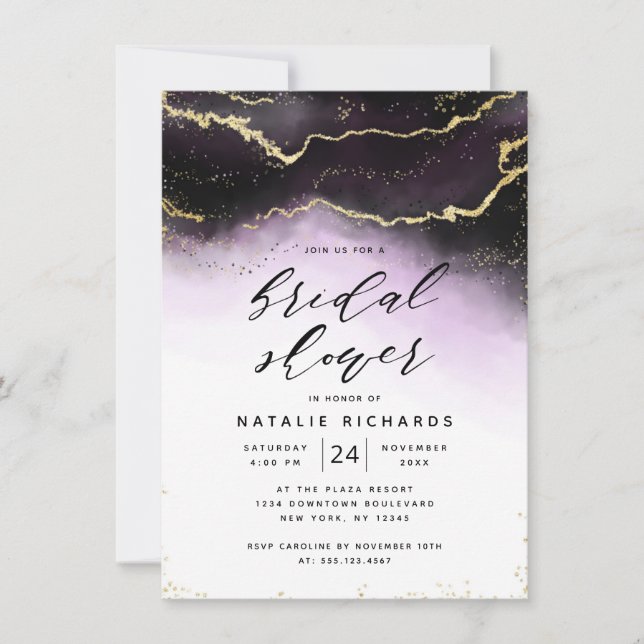 Ethereal Mist Ombre Amethyst Purple Bridal Shower Invitation (Front)