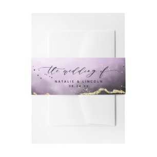 Ethereal Mist Ombre Amethyst Wedding Monogram Invitation Belly Band