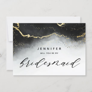 Ethereal Mist Ombre Black Grey Bridesmaid Proposal
