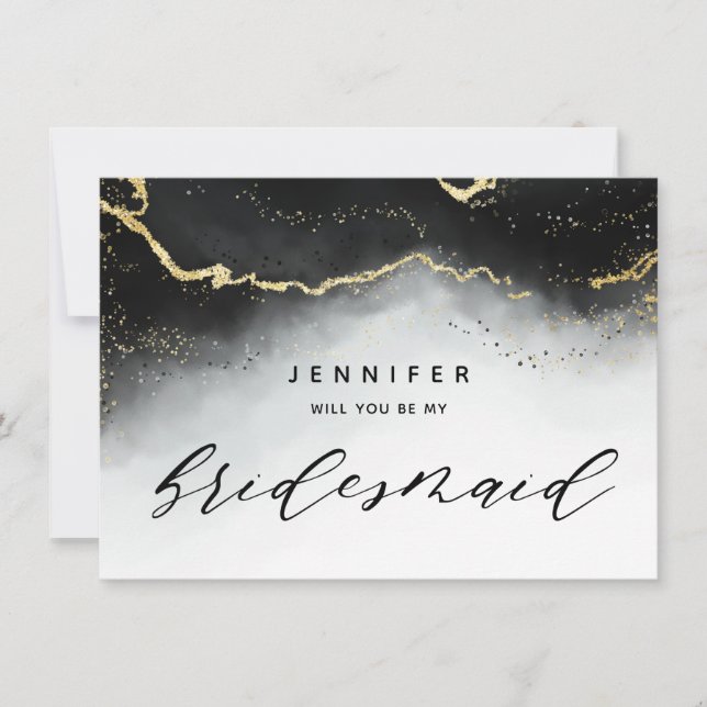 Ethereal Mist Ombre Black Grey Bridesmaid Proposal (Front)