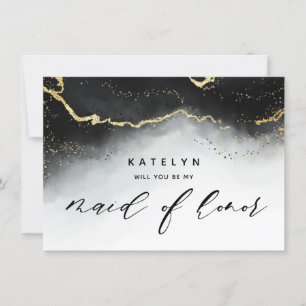 Ethereal Mist Ombre Black Maid of Honour Proposal