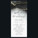 Ethereal Mist Ombre Black Moody Wedding Ceremony Programme<br><div class="desc">Ethereal Mist Ombre Black Watercolor Moody Wedding Design with hand painted watercolor misty wash fading background texture, gold foil look veining lines, and trails of confetti dots and edges. A trendy and Modern Look for any season, with soft dreamy colour palette : Black, Grey, White, and gold, with a chic...</div>