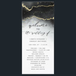 Ethereal Mist Ombre Black Moody Wedding Ceremony Programme<br><div class="desc">Ethereal Mist Ombre Black Watercolor Moody Wedding Design with hand painted watercolor misty wash fading background texture, gold foil look veining lines, and trails of confetti dots and edges. A trendy and Modern Look for any season, with soft dreamy colour palette : Black, Grey, White, and gold, with a chic...</div>