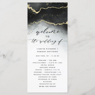 Ethereal Mist Ombre Black Moody Wedding Ceremony Programme