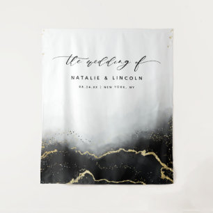 Ethereal Mist Ombre Black Photo Booth Backdrop Tapestry