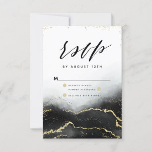 Ethereal Mist Ombre Black Watercolor Moody RSVP Card