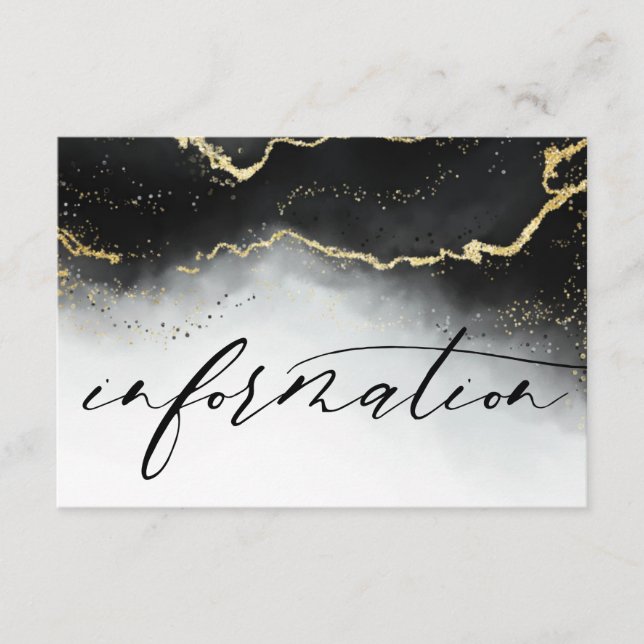 Ethereal Mist Ombre Black Wedding Information Enclosure Card (Front)