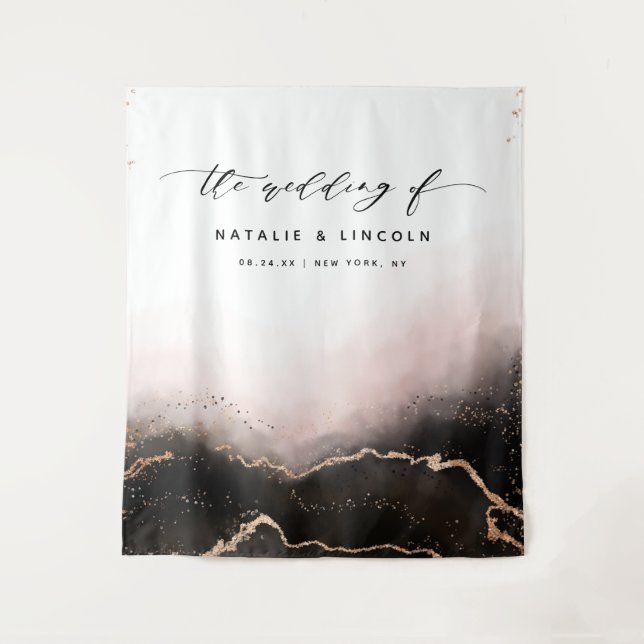 Ethereal Mist Ombre Blush Photo Booth Backdrop Tapestry (Front)