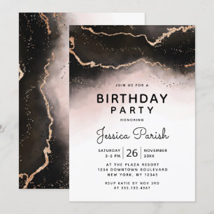 Ethereal Mist Ombre Blush Pink Birthday Party Invitation