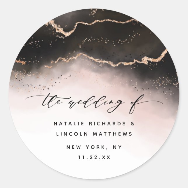 Ethereal Mist Ombre Blush Pink Mood Aurora Wedding Classic Round Sticker (Front)
