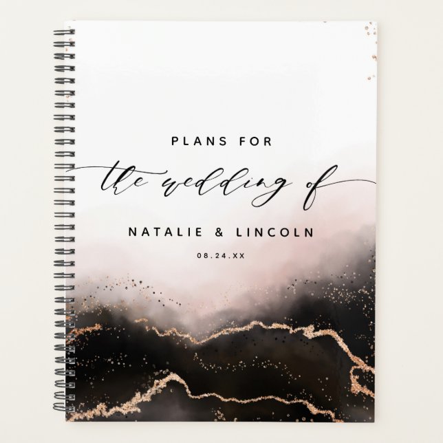 Ethereal Mist Ombre Blush Pink Moody Wedding Planner (Front)