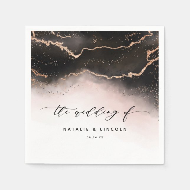 Ethereal Mist Ombre Blush Pink Wedding Monogram Napkin (Front)