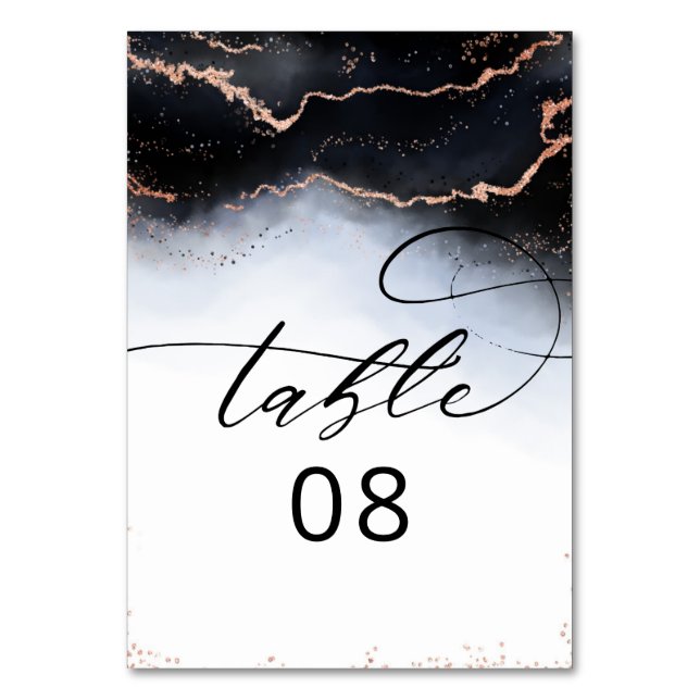 Ethereal Mist Ombre Dusty Blue Watercolor Wedding Table Number (Front)