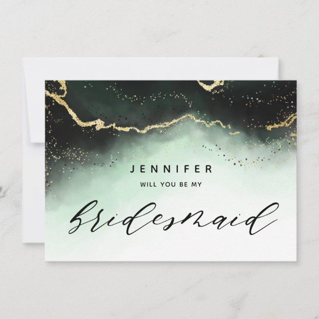Ethereal Mist Ombre Emerald Bridesmaid Proposal (Front)