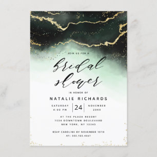 Ethereal Mist Ombre Emerald Green Bridal Shower Invitation