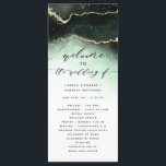 Ethereal Mist Ombre Emerald Green Wedding Ceremony Programme<br><div class="desc">Ethereal Mist Ombre Emerald Green Watercolor Moody Wedding Design with hand painted watercolor misty wash fading background texture, gold foil look veining lines, and trails of confetti dots and edges. A trendy and Modern Look for any season, with soft dreamy colour palette : Black, Mint Green, White, and gold, with...</div>