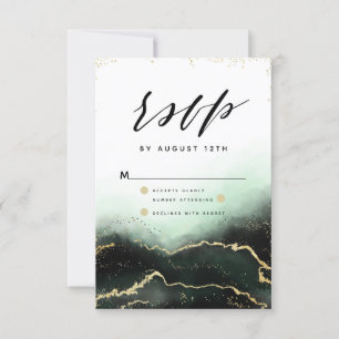 Ethereal Mist Ombre Emerald Watercolor Moody RSVP Card