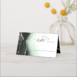 Ethereal Mist Ombre Emerald Wedding Table Number Place Card<br><div class="desc">Ethereal Mist Ombre Emerald Green Watercolor Moody Wedding Design with hand painted watercolor misty wash fading background texture, gold foil look veining lines, and trails of confetti dots and edges. A trendy and Modern Look for any season, with soft dreamy colour palette : Black, Mint Green, White, and gold, with...</div>