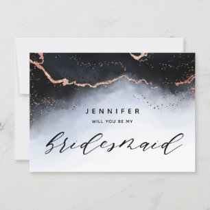 Ethereal Mist Ombre Navy Blue Bridesmaid Proposal