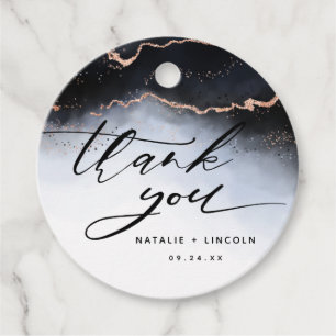 Ethereal Mist Ombre Navy Blue Luxury Thank You Favour Tags