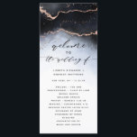 Ethereal Mist Ombre Navy Blue Wedding Ceremony Programme<br><div class="desc">Ethereal Mist Ombre Navy Blue Watercolor Moody Wedding Design with hand painted watercolor misty wash fading background texture, rose gold foil look veining lines, and trails of confetti dots and edges. A trendy and Modern Look for any season, with soft dreamy colour palette : Black, dusty blue, grey, White, and...</div>