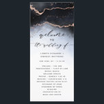 Ethereal Mist Ombre Navy Blue Wedding Ceremony Programme<br><div class="desc">Ethereal Mist Ombre Navy Blue Watercolor Moody Wedding Design with hand painted watercolor misty wash fading background texture, rose gold foil look veining lines, and trails of confetti dots and edges. A trendy and Modern Look for any season, with soft dreamy colour palette : Black, dusty blue, grey, White, and...</div>