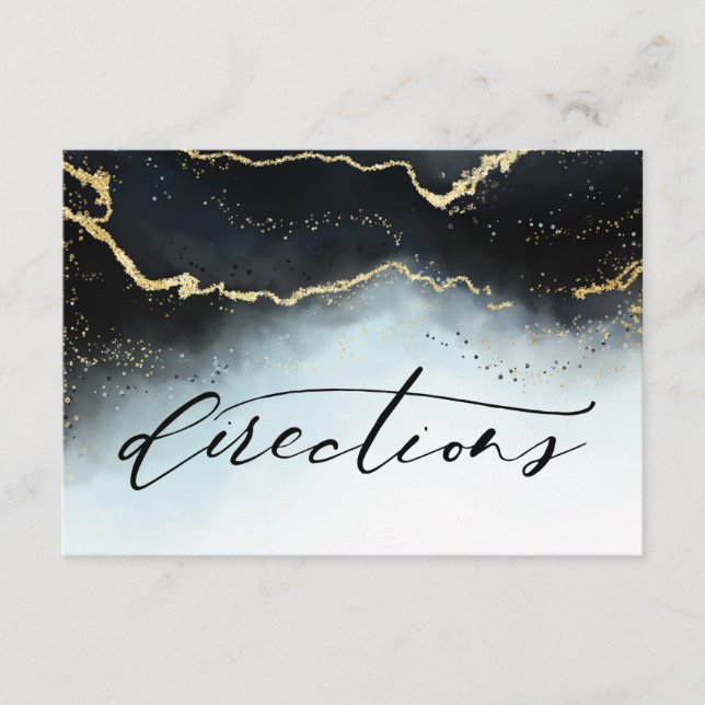 Ethereal Mist Ombre Navy Blue Wedding Directions Enclosure Card (Front)