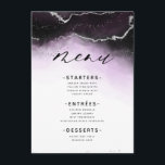 Ethereal Mist Ombre Ultra Violet Gilded Dinner Menu<br><div class="desc">Ethereal Mist Ombre Ultra Violet Watercolor Moody Wedding Design with hand painted watercolor misty wash fading background texture, Silver foil look veining lines, and trails of confetti dots and edges. A trendy and Modern Look for any season, with soft dreamy colour palette : Black, Purple, Amethyst, White, and Silver, with...</div>