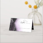 Ethereal Mist Ombre Violet Wedding Table Number Place Card<br><div class="desc">Ethereal Mist Ombre Ultra Violet Watercolor Moody Wedding Design with hand painted watercolor misty wash fading background texture, Silver foil look veining lines, and trails of confetti dots and edges. A trendy and Modern Look for any season, with soft dreamy colour palette : Black, Purple, Amethyst, White, and Silver, with...</div>