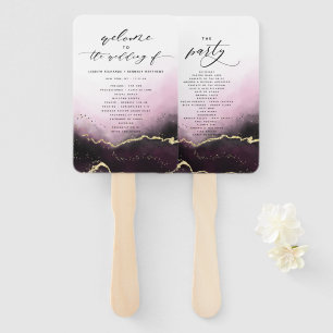 Ethereal Mist Ombre Wine Wedding Ceremony Program Hand Fan