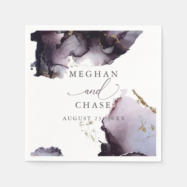 Ethereal Modern Dusty Plum Wine Abstract Napkins (Front)