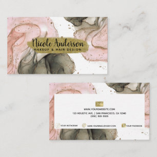 Ethereal Moody Pink Black Gold Inky Fantasy Glam Business Card