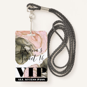 Ethereal Moody Pink Black Gold VIP Party Pass ID Badge