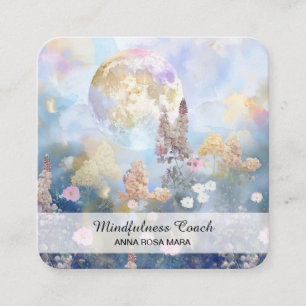 *~* Ethereal Moon Lavender Flowers QR Floral AP70 Square Business Card