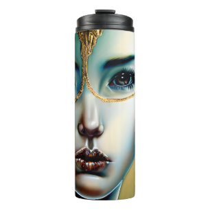 Ethereal Mystical Goddess in Gold Thermal Tumbler