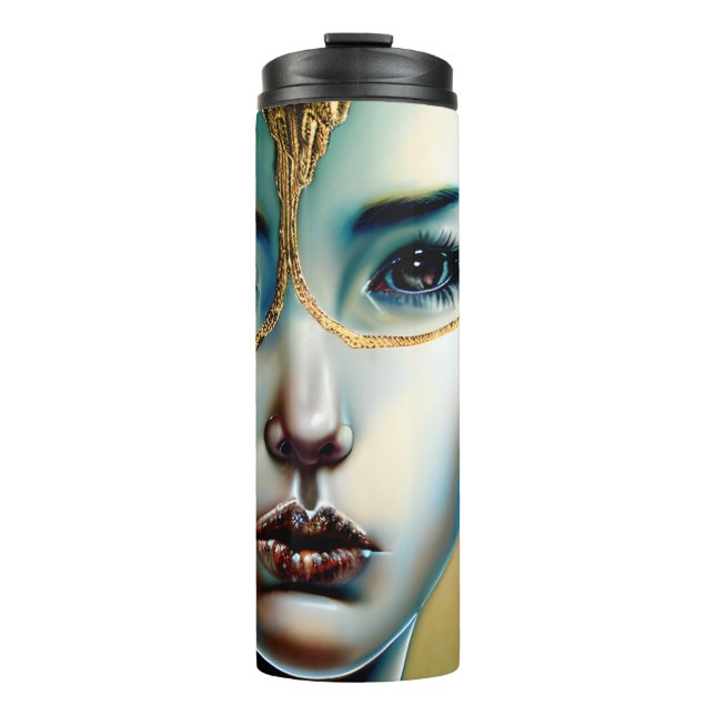 Ethereal Mystical Goddess in Gold Thermal Tumbler (Front)