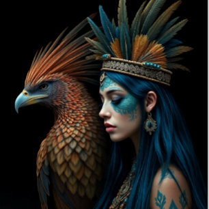 Ethereal Native girl with pretty bird Tissue Paper