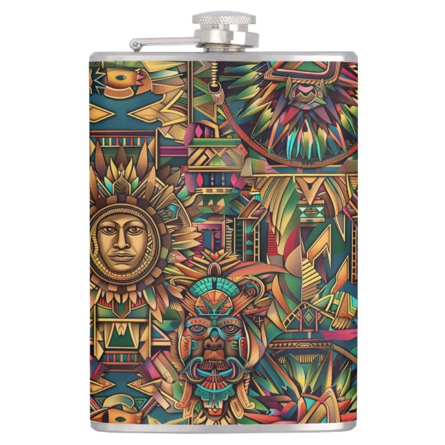 Ethereal Navy "Vibrant Historical Emblem" Vinyl Fl Hip Flask (Front)