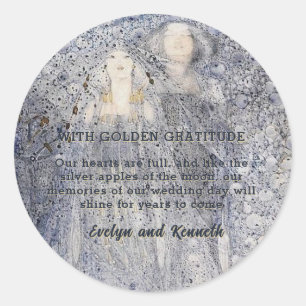 Ethereal Navy Vintage Art Nouveau Wedding Classic Round Sticker