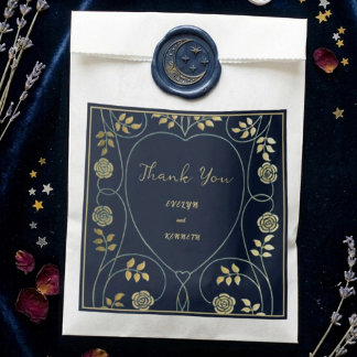Ethereal Navy Vintage Art Nouveau Wedding  Favour Bags