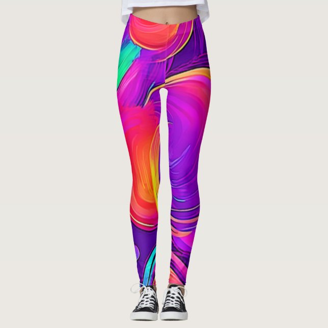  Ethereal Neon: Abstract Dreams Leggings (Front)