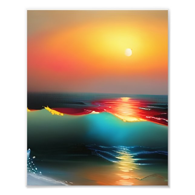 Ethereal Ocean and Sunset AI Art Photo Print (Front)