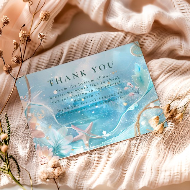 Ethereal Ocean Light Wedding Thank You Card (Creator Uploaded)